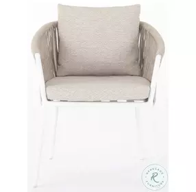 Porto Faye Sand Performance Fabric And White Outdoor Dining Chair