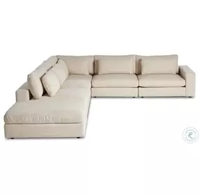Bloor Clairmont Ivory Modular 5 Piece RAF Sectional with Ottoman