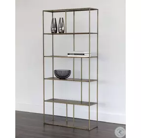 Eiffel Antique Brass 34" Tall Bookcase