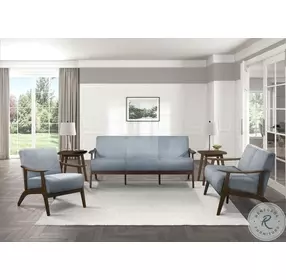 Carlson Blue Gray Velvet Loveseat