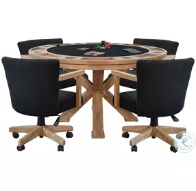 Hearthwood Haven Natural 5 Piece Reversible Game and Dining Poker Table Set
