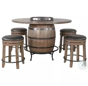 Velden Hollow Natural Round Counter Height Dining Table with Lazy Susan
