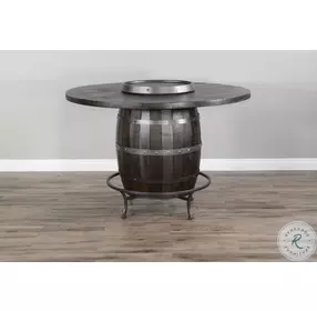 Havenstead Dark Brown Round Counter Height Dining Table with Lazy Susan