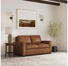 Henry caramel Brown Premium Top Grain 66" Leather Loveseat