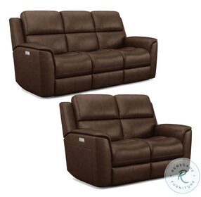 Henry Brown Leather Power Recliner with Power Headrest and Lumbar