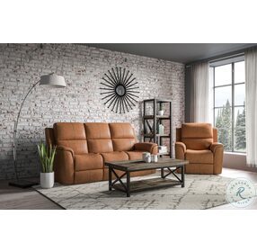 Henry Russet Leather Power Recliner with Power Headrest and Lumbar