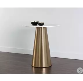 Pierce Gold White Marble Bistro Table