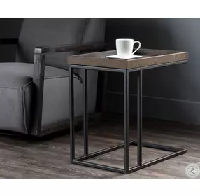 Brixham Black And Charcoal C Shaped End Table