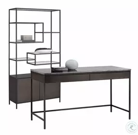 Stamos Light Grey Marble And Charcoal Grey Desk