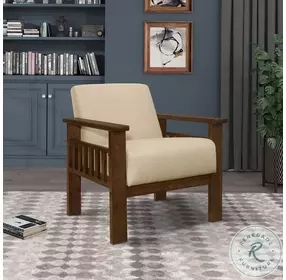 Helena Light Brown And Walnut Accent Chair with Storage Arms