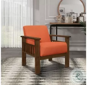 Helena Orange And Walnut Accent Chair with Storage Arms