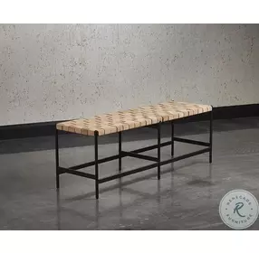 Taurian Light Tan Leather Black Bench