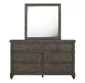 Twin Lakes Gray 6 Drawer Dresser and Square Mirror