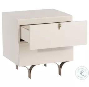 Celine Cream And Antique Brass Small Nightstand