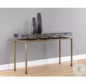 Toreno Antique Brass Black Console Table