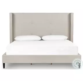 Madison Cambric Ivory Fabric King Upholstered Panel Bed