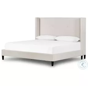 Madison Cambric Ivory Performance Fabric Queen Upholstered Bed