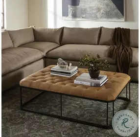 Isle Palermo Butterscotch Leather Ottoman