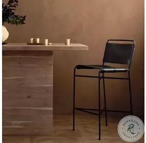Wharton Distressed Black Bar Stool