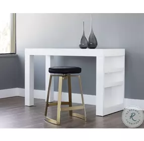 Hendrix Black Cowhide Swivel Counter Height Stool