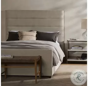 Daphne Cambric Ivory Queen Upholstered Panel Bed
