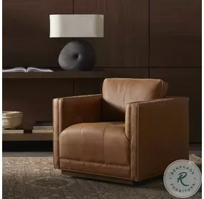 Kiera Palermo Cognac Leather Swivel Chair