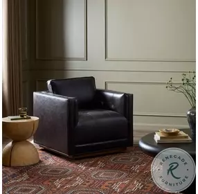 Kiera Sonoma Black Leather Swivel Chair