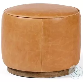 Sinclair Palermo Butterscotch Leather Round Ottoman