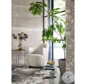 Aurora Distressed Knoll Natural Performance Fabric Swivel Chair