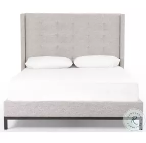 Newhall Plushtone Linen Queen Upholstered Wingback Panel Bed