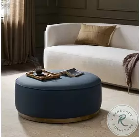 Sinclair Fresno Cobalt Large Round Ottoman