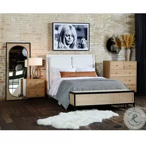 Potter Dover Crescent and Distressed Natural Queen Upholstered Panel Bed