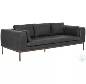 Burr Black Leather Sofa