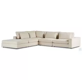 Bloor Clairmont Ivory Modular 4 Piece RAF Sectional with Ottoman