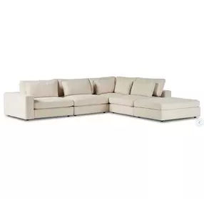 Bloor Clairmont Ivory Modular 4 Piece LAF Sectional with Ottoman