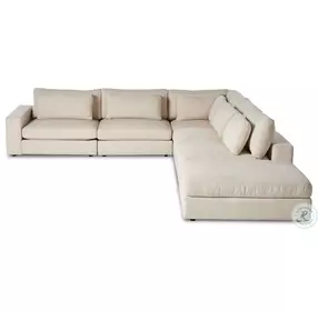Bloor Clairmont Ivory Modular 5 Piece LAF Sectional with Ottoman