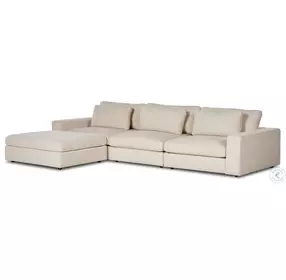 Bloor Clairmont Ivory Modular 3 Piece Sectional with Ottoman