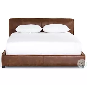 Aidan Vintage Tobacco King Upholstered Panel Bed