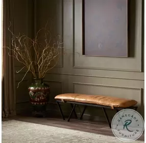 Darrow Palermo Cognac Leather Bench