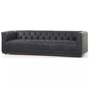 Maxx Heirloom Black Leather 95" Sofa