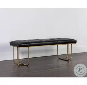 Saharaine Bravo Black Faux Leather Bench