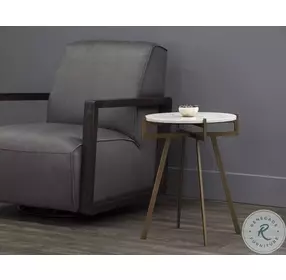 Anak White And Antique Brass Side Table