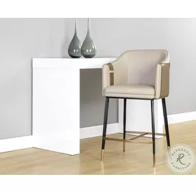 Pembroke Napa Beige And Tan Faux Leather Counter Height Stool
