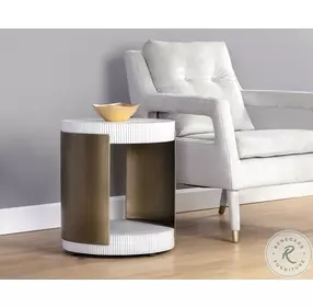 Cavette White And Brass End Table