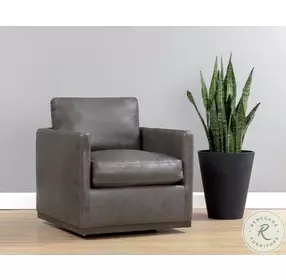 Portman Marseille Concrete Leather Swivel Lounge Chair