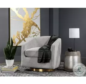 Hazel Belfast Heather Grey Fabric Swivel Lounge Chair