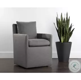 Emrys Smoke Fabric Glenrose Wheeled Dining Armchair