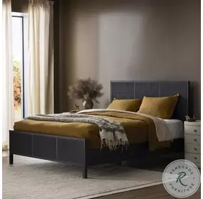 Sydney Black Wash and Black Cane King Upholstered Bed