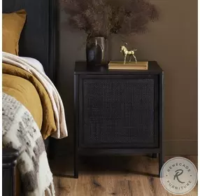 Sydney Black Wash and Black Cane Right 1 Door Nightstand