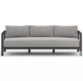 Sonoma Bronze And Faye Ash Ivory Strap Performance Fabric Outdoor Sofa